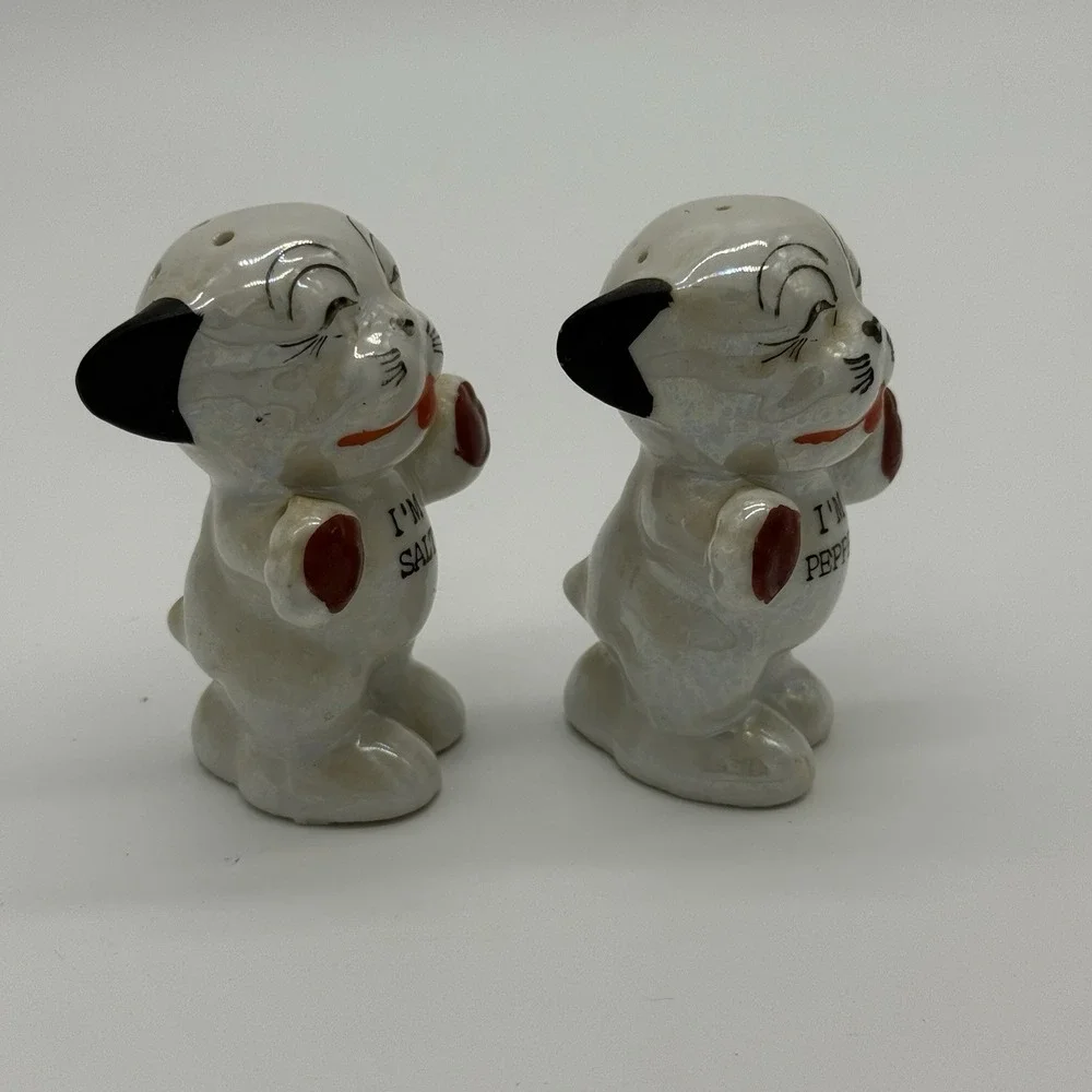 VTG Anthropomorphic Bonzo Dog Salt & Pepper Shakers Marked Japan Retro‎ Kitchen